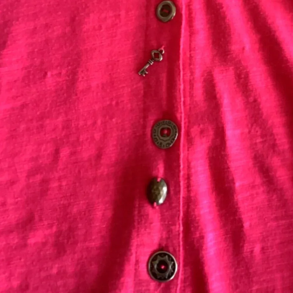 Neon Buddha Stepping Out Button Up Tunic Top L Pink #69C - Picture 8 of 10